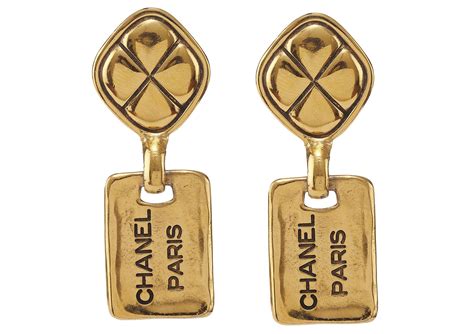 vintage chanel tag earrings